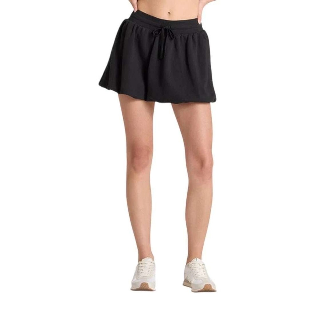JoyLab Women's Black Bubble Hem Drawstring French Terry Skort Size L